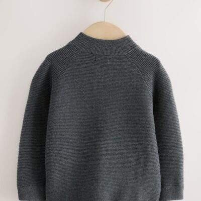 Charcoal Grey Zip Through Cardigan