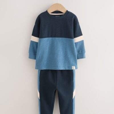 Blue/Navy Long Sleeve Soft Touch T-Shirt and Joggers Set