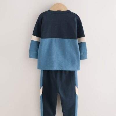Blue/Navy Long Sleeve Soft Touch T-Shirt and Joggers Set