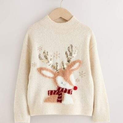 Ecru Reindeer Christmas Jumper