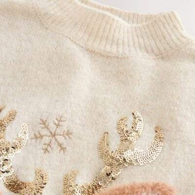 Ecru Reindeer Christmas Jumper