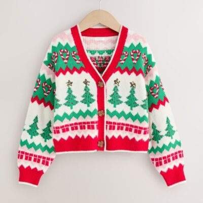 Red Christmas Tree Cardigan