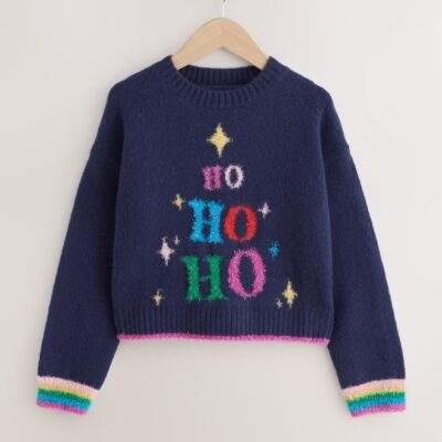 Navy Christmas Ho Ho Ho Jumper