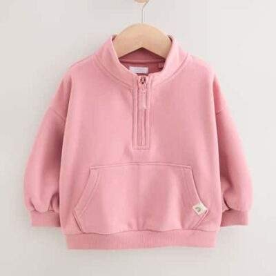 Rose Pink Quarter Zip Sweatshirt