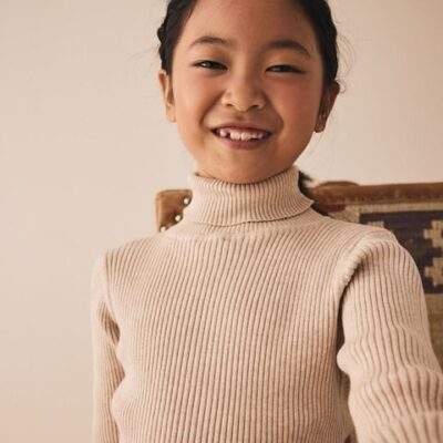 Oatmeal Roll Neck Knit Jumper