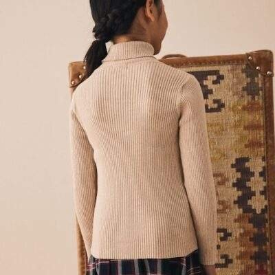 Oatmeal Roll Neck Knit Jumper