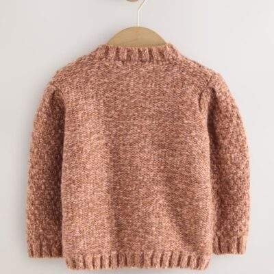 Chocolate Brown Chunky Knit Bobble Cardigan