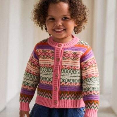 Pink Fairisle Pattern Cardigan