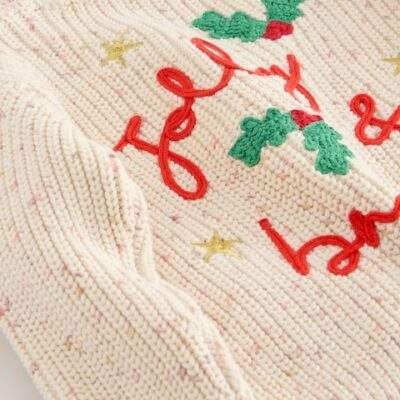 Ecru Holly Jolly Christmas Cardigan