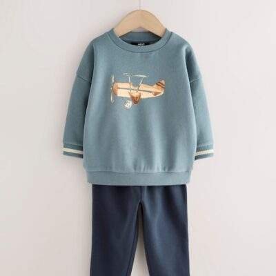 Blue Plane Single Sweatshirt and Joggers Set