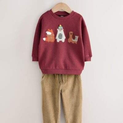 Red Single Sweatshirt and Joggers Set