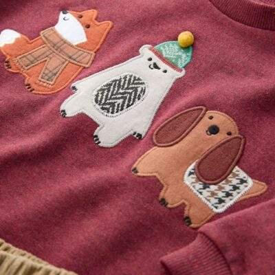 Red Single Sweatshirt and Joggers Set