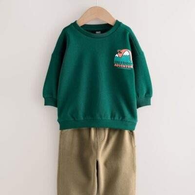 Green Sweatshirt and Utility Joggers Set