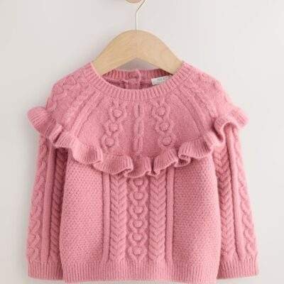 Pink Cable Knitted Jumper