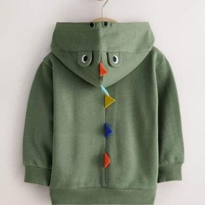 Khaki Green Zip Through Hoodie