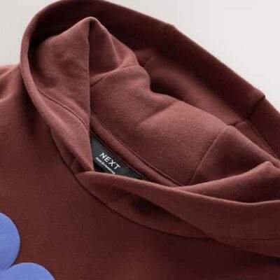 Burgundy Red Long Sleeve Printed Hoodie