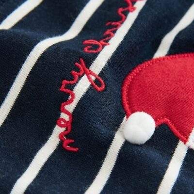 Navy Blue/Ecru Stripe Christmas Crew Neck Jersey Sweatshirt