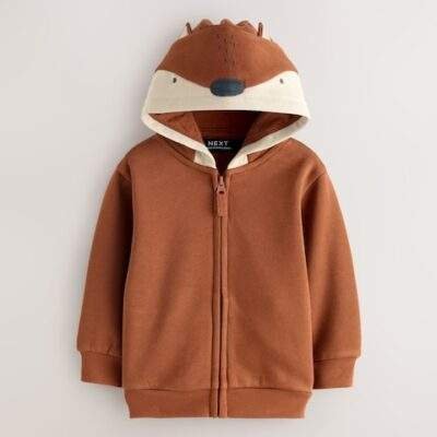 Orange Zip Through Hoodie