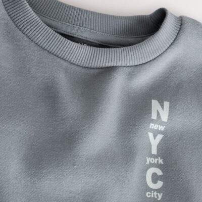 Grey Back Printed Crew Neck Jersey Sweatshirt