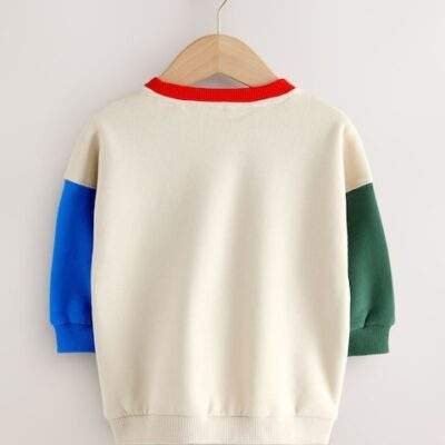 Ecru Colourblock All-Over Print Crew Neck Sweatshirt