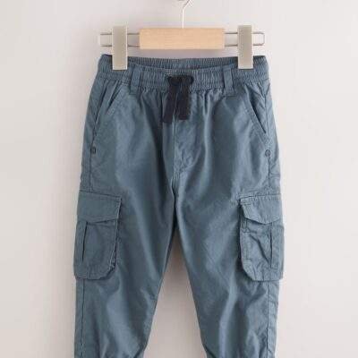Grey Blue Lined Cargo Trousers
