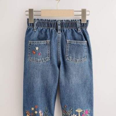 Dark Blue Mouse Embroidered Jeans
