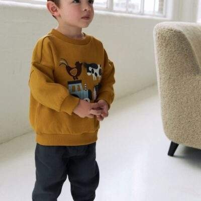 Ochre Yellow/Charcoal Farm Single Sweatshirt and Joggers Set