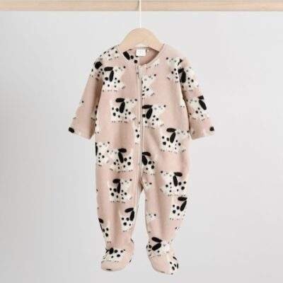 Neutral Baby Micro Fleece Two Way Zip Sleepsuits 2 Pack