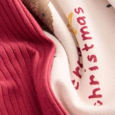 Beige/Red Christmas Print Sweatshirt & Leggings Set