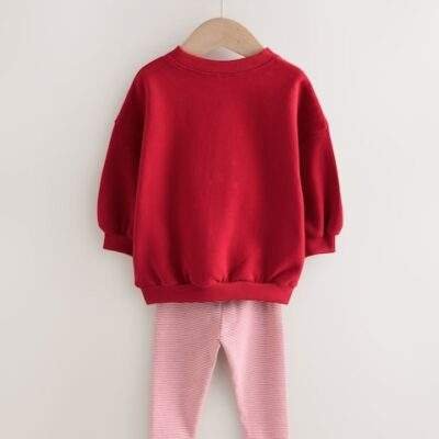 Red Christmas Characters Sweatshirt & Leggings Set