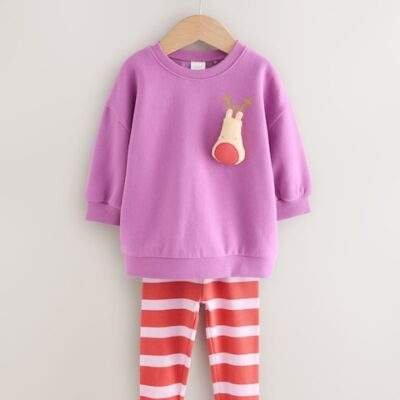 Purple Squeaky Reindeer Christmas Sweatshirt & Leggings Set