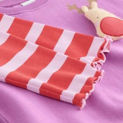 Purple Squeaky Reindeer Christmas Sweatshirt & Leggings Set