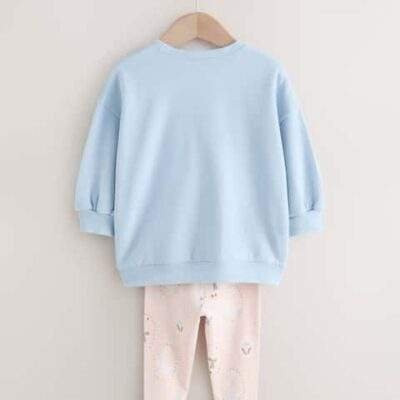 Blue Bow Duck Sweatshirt & Leggings Set