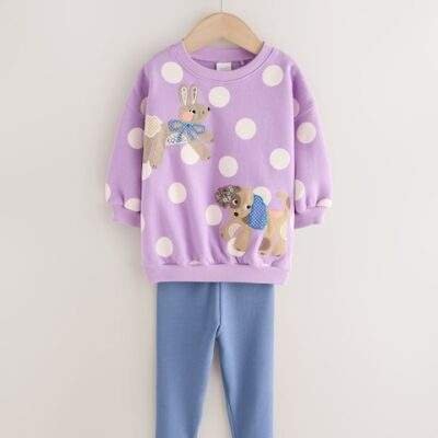 Purple Polka Dot Dogs Sweatshirt & Leggings Set