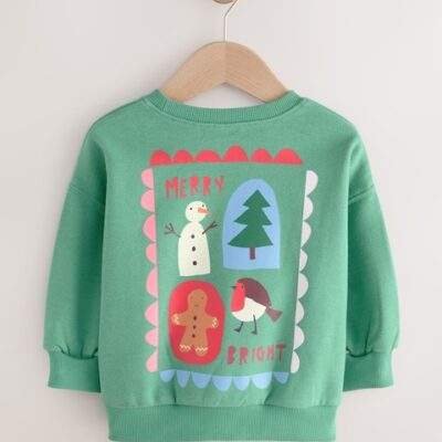 Green Christmas Robin Crew Neck Sweatshirt