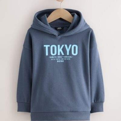 Blue Tokyo Older Boys Graphic Print Hoodie