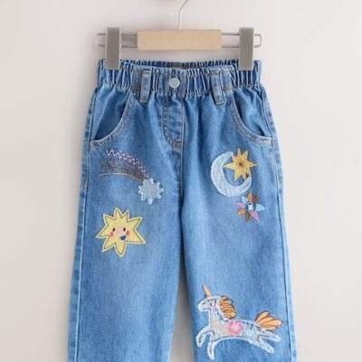 Denim Unicorn Embellished Jeans