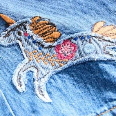 Denim Unicorn Embellished Jeans