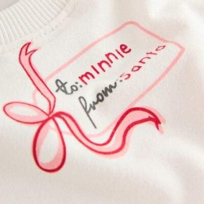 Ecru/Red Minnie Mouse Christmas Long Sleeve Top and Flare Set