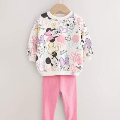 Pink Disney Minnie Mouse Long Sleeve Top and Leggings Set