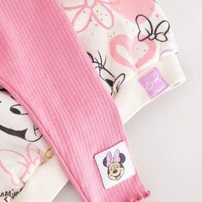 Pink Disney Minnie Mouse Long Sleeve Top and Leggings Set