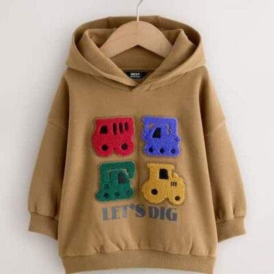 Rust Brown Long Sleeve Printed Hoodie