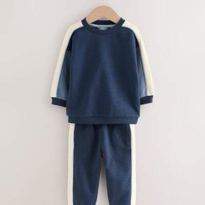 Blue Colourblock Single Sweatshirt and Joggers Set