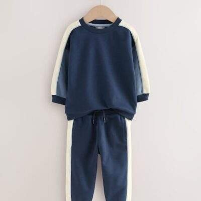 Blue Colourblock Single Sweatshirt and Joggers Set