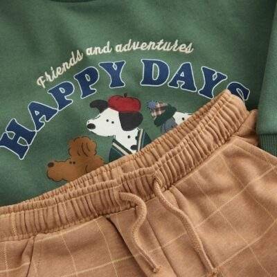 Green/ Brown Dog Single Sweatshirt and Joggers Set