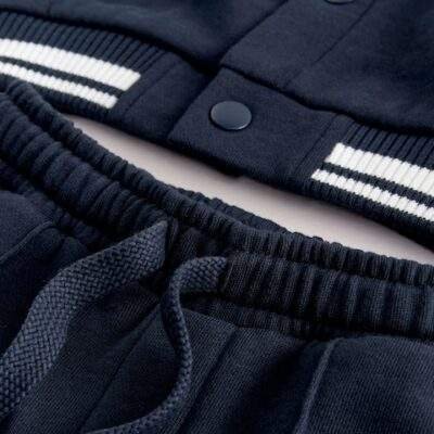 Navy Blue Jersey Letterman Jacket and Trousers Set