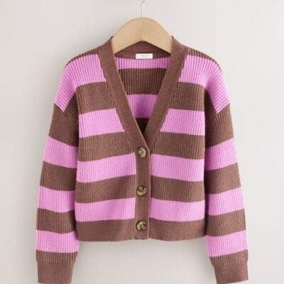 Brown/Purple Stripe Boxy Cardigan