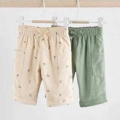 Sage Green/Ditsy Baby Cord Trousers 2 Pack