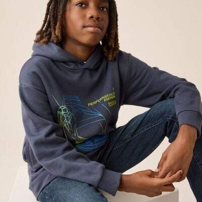 Navy Neon Car Older Boys Graphic Print Hoodie