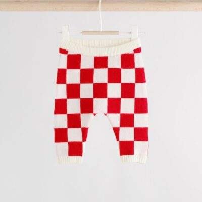 Red Santa Checkerboard Christmas Baby Jumper and Legging Set